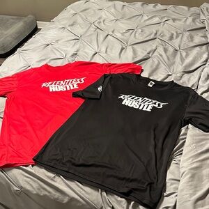 2 Relentless Hustle Red and Black Short Sleeve Tees